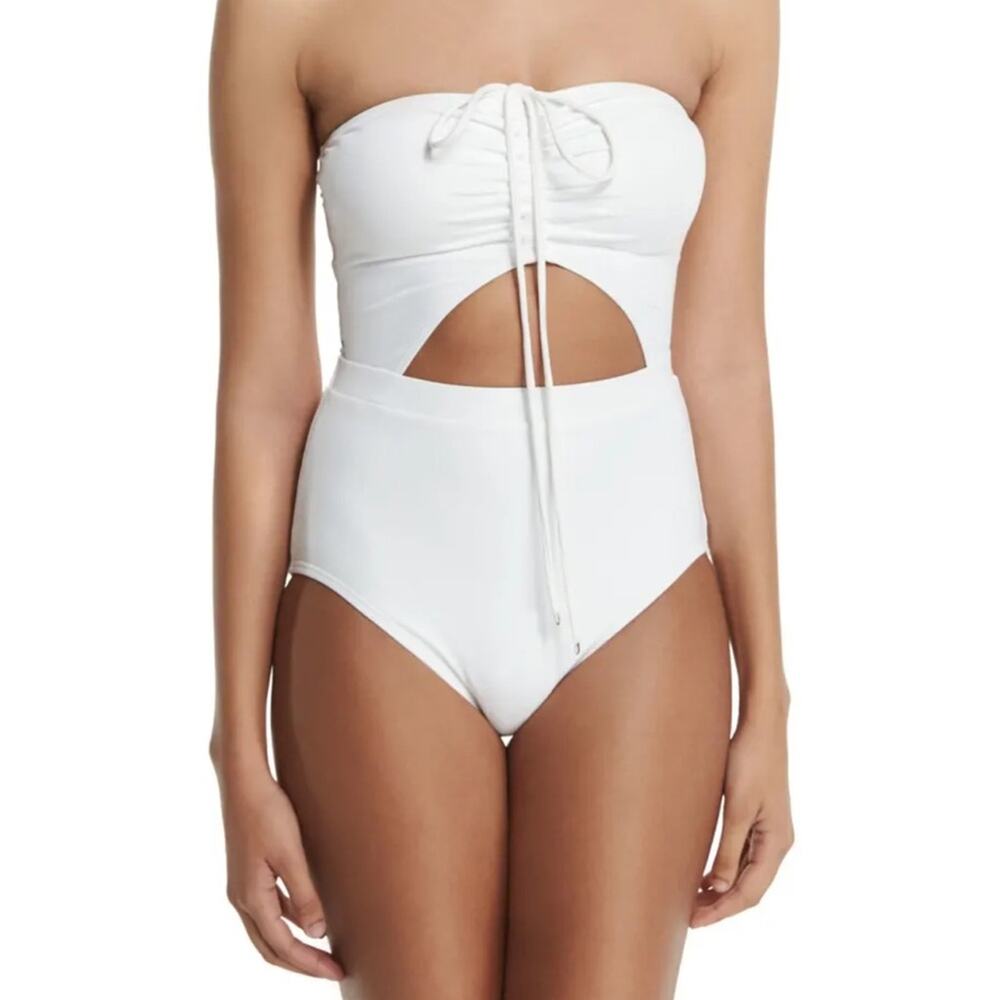 MICHAEL Michael Kors Halter-Neck Solid One-Piece Swimsuit White Size 4